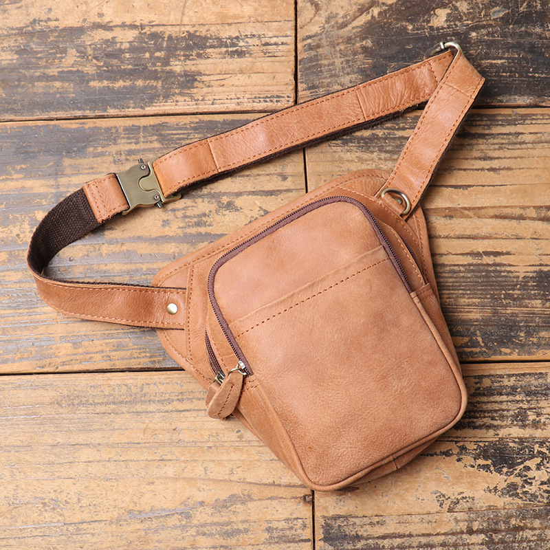 Outdoor Sport Bag - Sac banane en cuir véritable pour